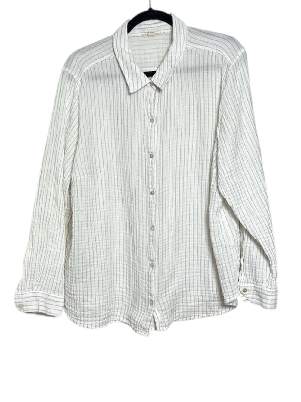 Eileen Fisher Organic Cotton Gauze Striped Shirt white stripe 2X - Picture 3 of 11